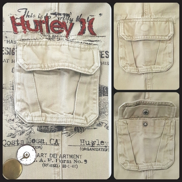 HURLEY 24m Red Logo Khaki Cargo Pants - Picture 5 of 7